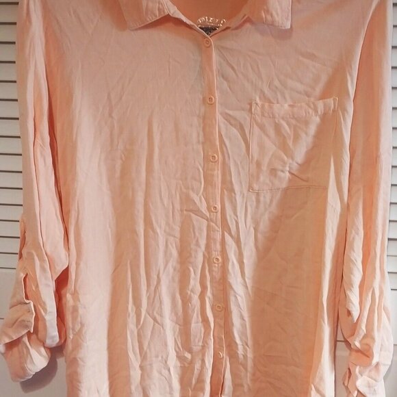 NWT Torrid Womens Peach Button-Up Blouse 2X 18-20 Plus Size 3/4 Sleeve Lightweig - Picture 2 of 9